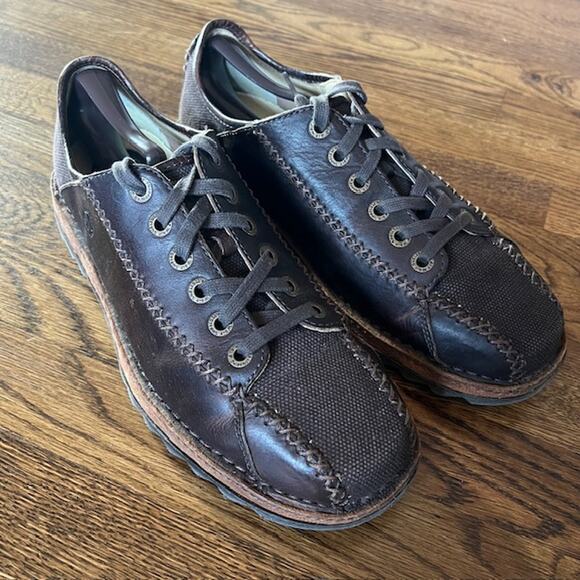 Dr Doc Martens Y2K Stitched Leather Canvas Shoe Mens 11 Brown Lace Up Bowling - Picture 1 of 9